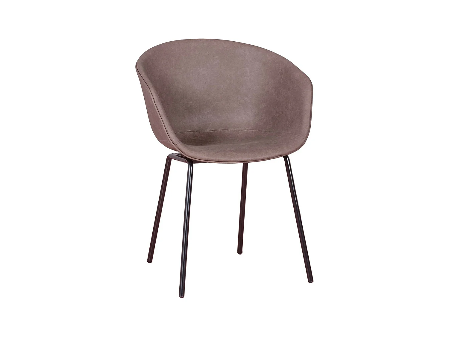 Chaise vintage avec accoudoirs tapissée de simili cuir ciré - Denver - Brun