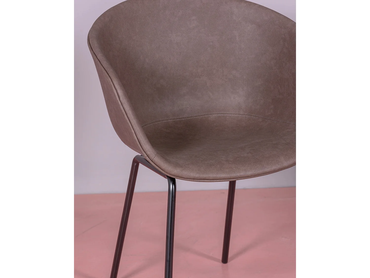 Vintage stoel met armleuningen bekleed met gewaxt kunstleer - Denver - Bruin