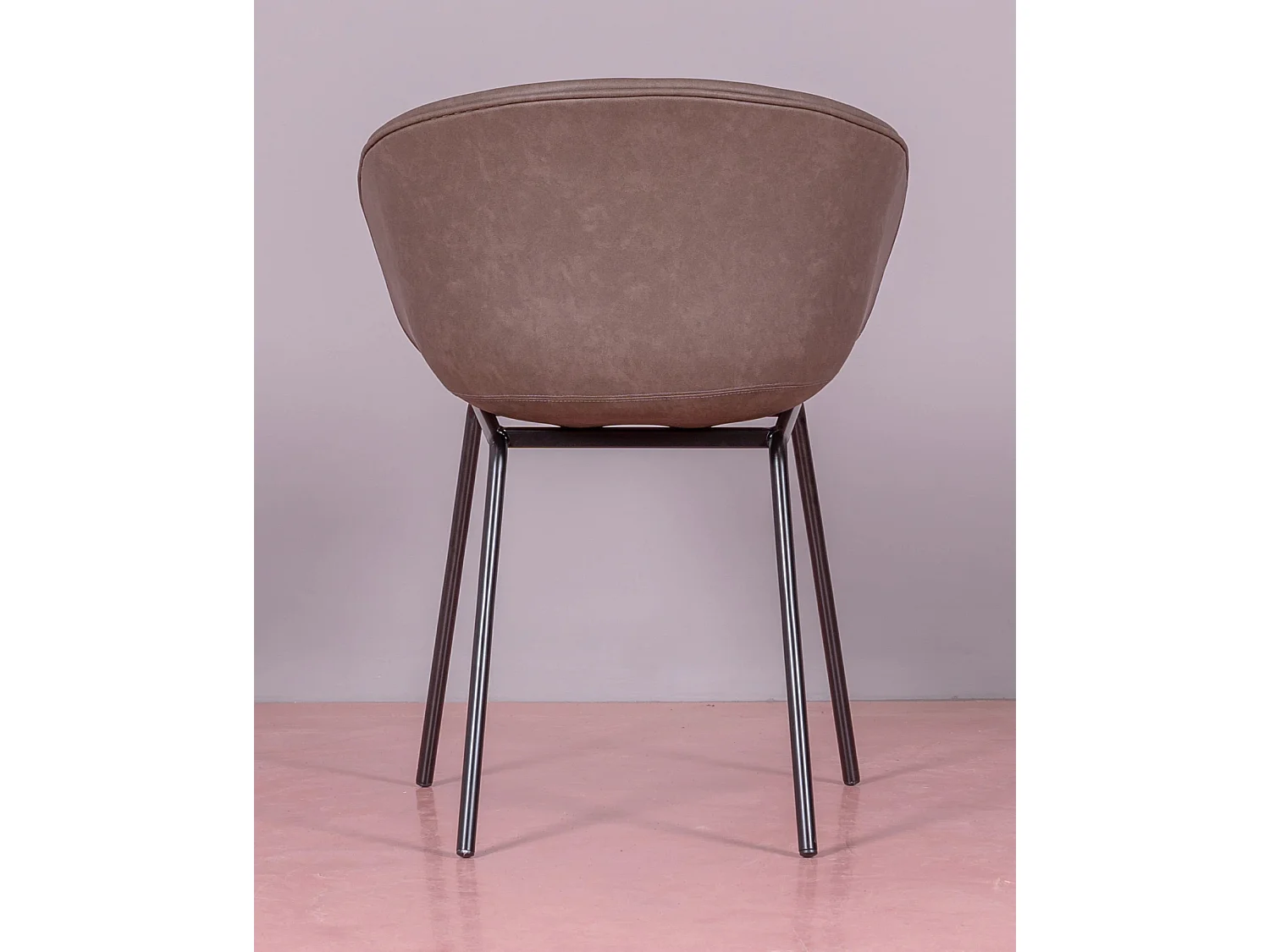 Vintage stoel met armleuningen bekleed met gewaxt kunstleer - Denver - Bruin