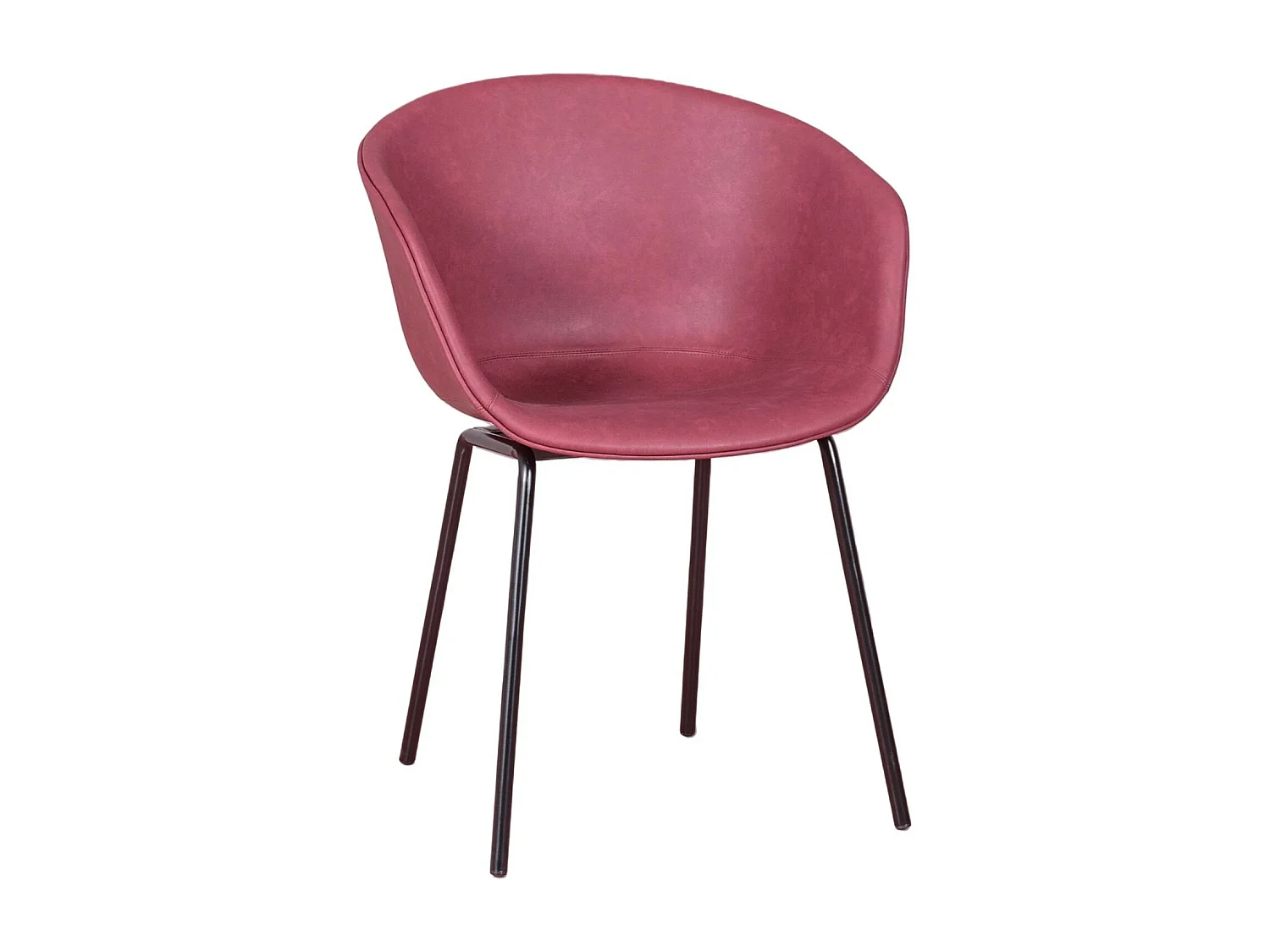 Sedia vintage con braccioli rivestita in similpelle cerata - Denver - Burdeos