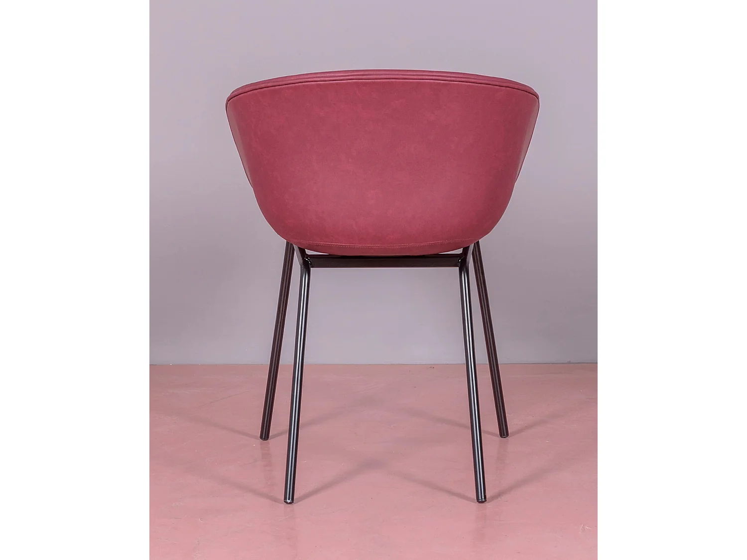 Sedia vintage con braccioli rivestita in similpelle cerata - Denver - Burdeos