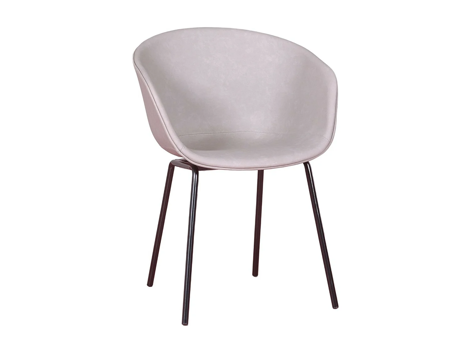 Sedia vintage con braccioli rivestita in similpelle cerata - Denver - Grigio chiaro