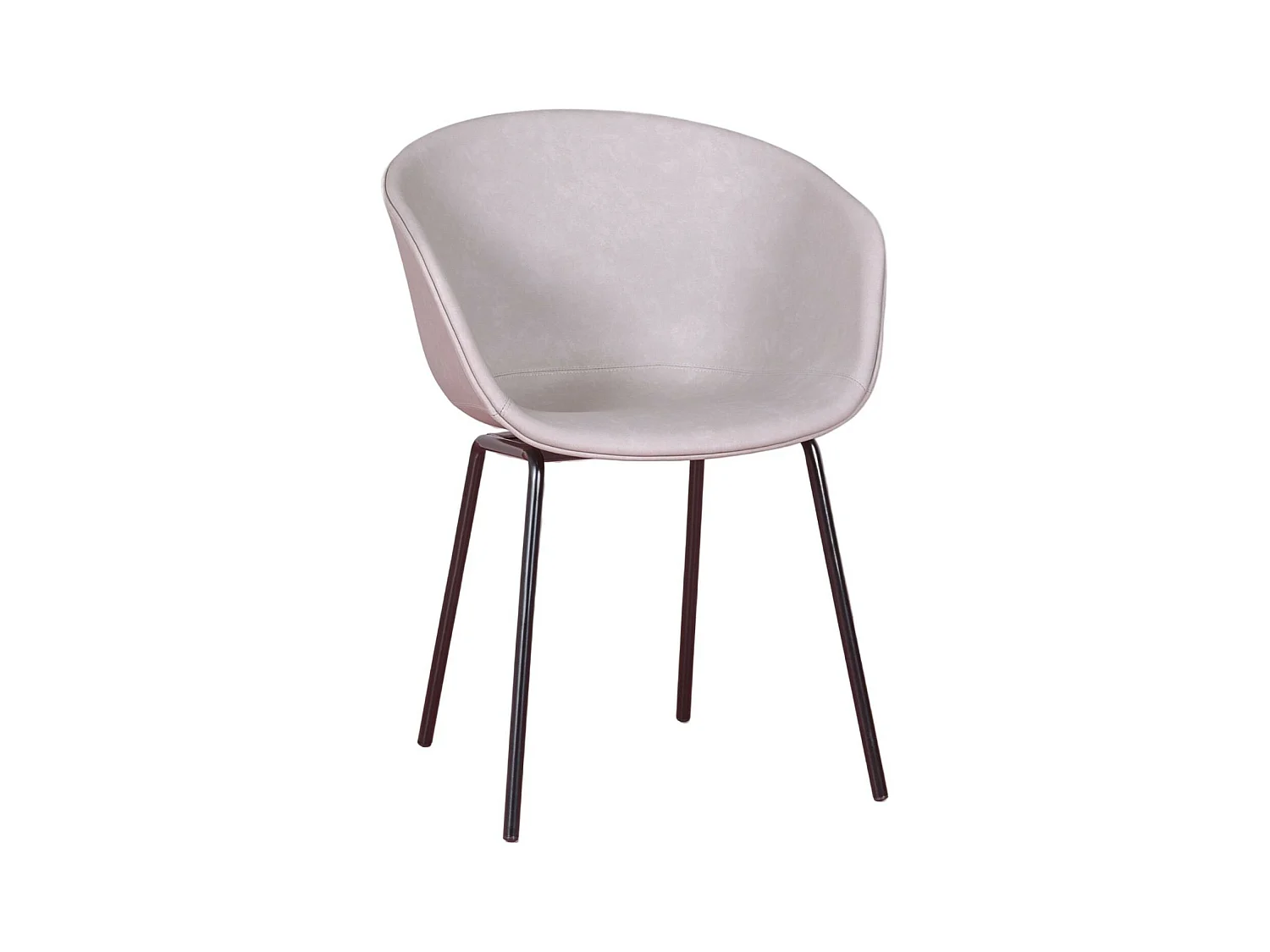 Chaise vintage avec accoudoirs tapissée de simili cuir ciré - Denver - Gris clair