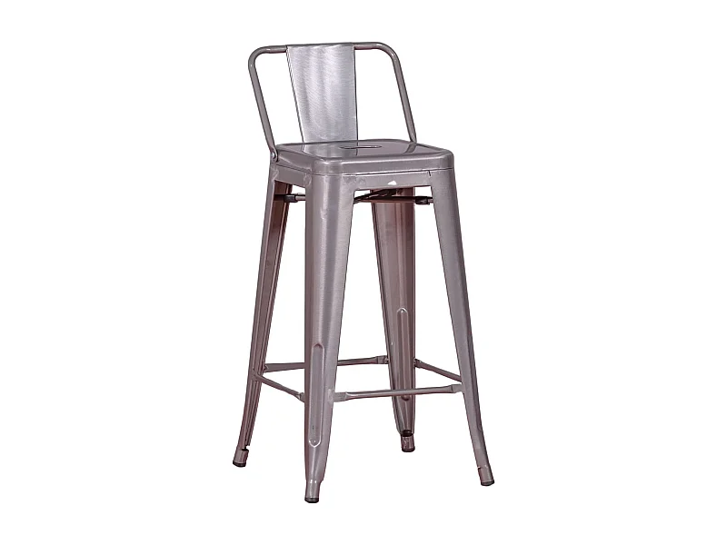 Tabouret industriel en métal à dossier bas (66cm) - Bistro - Métal