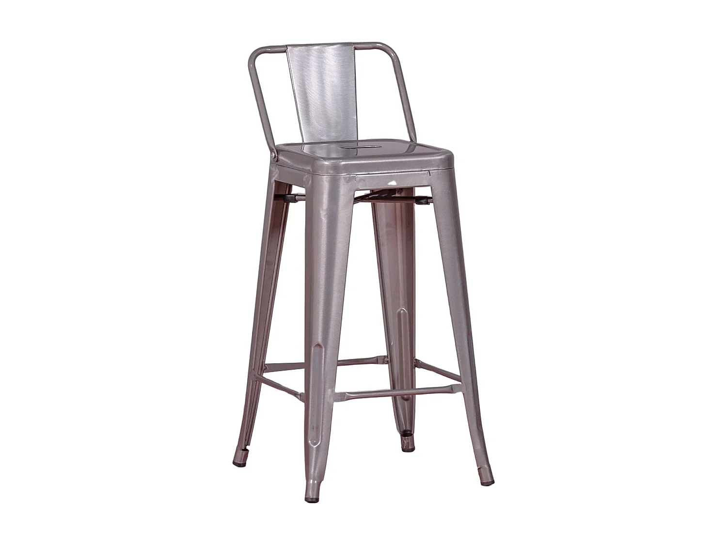 Tabouret industriel en métal à dossier bas (66cm) - Bistro - Métal