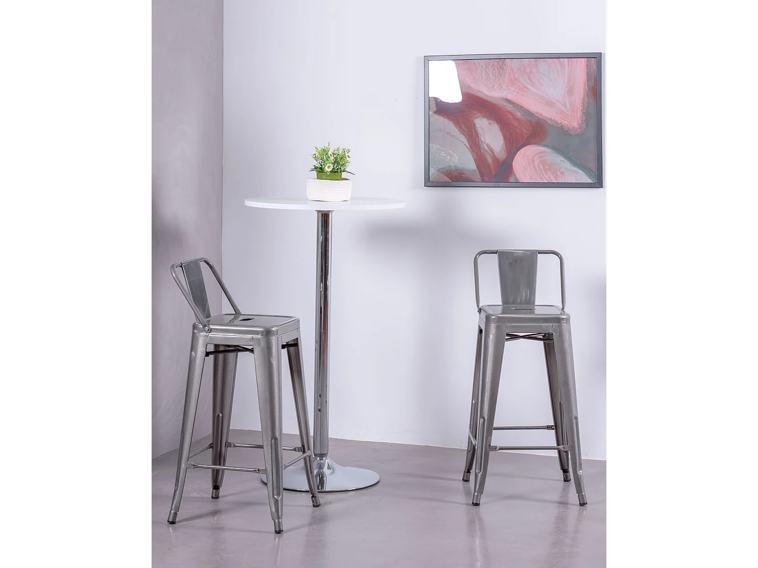 Tabouret industriel en métal à dossier bas (66cm) - Bistro - Métal