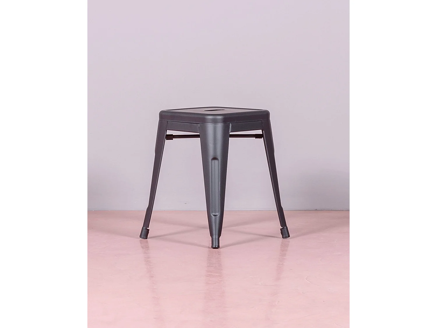 Lage industriële stalen kruk (45cm) - Bistro - Zwart