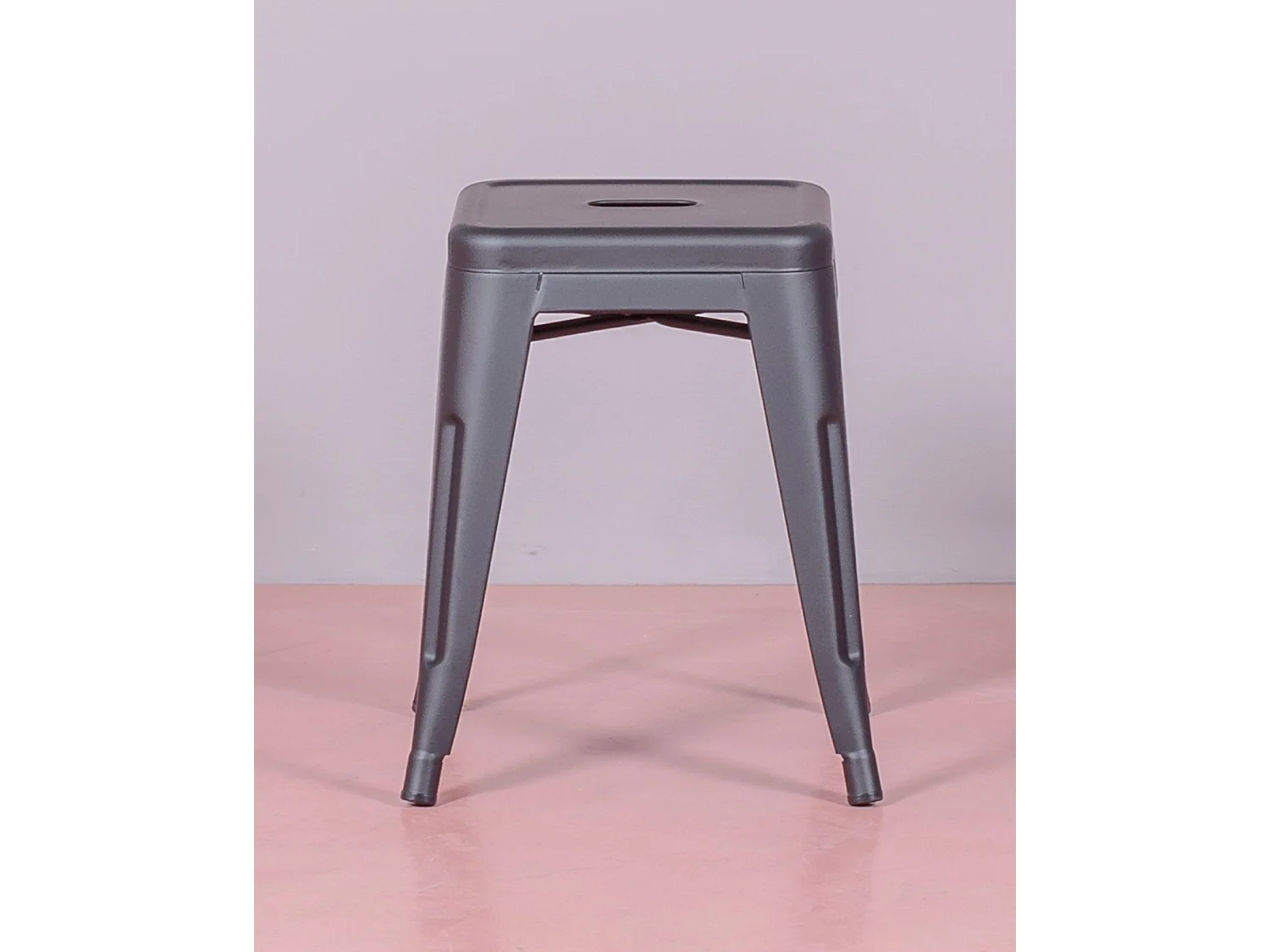 Lage industriële stalen kruk (45cm) - Bistro - Zwart