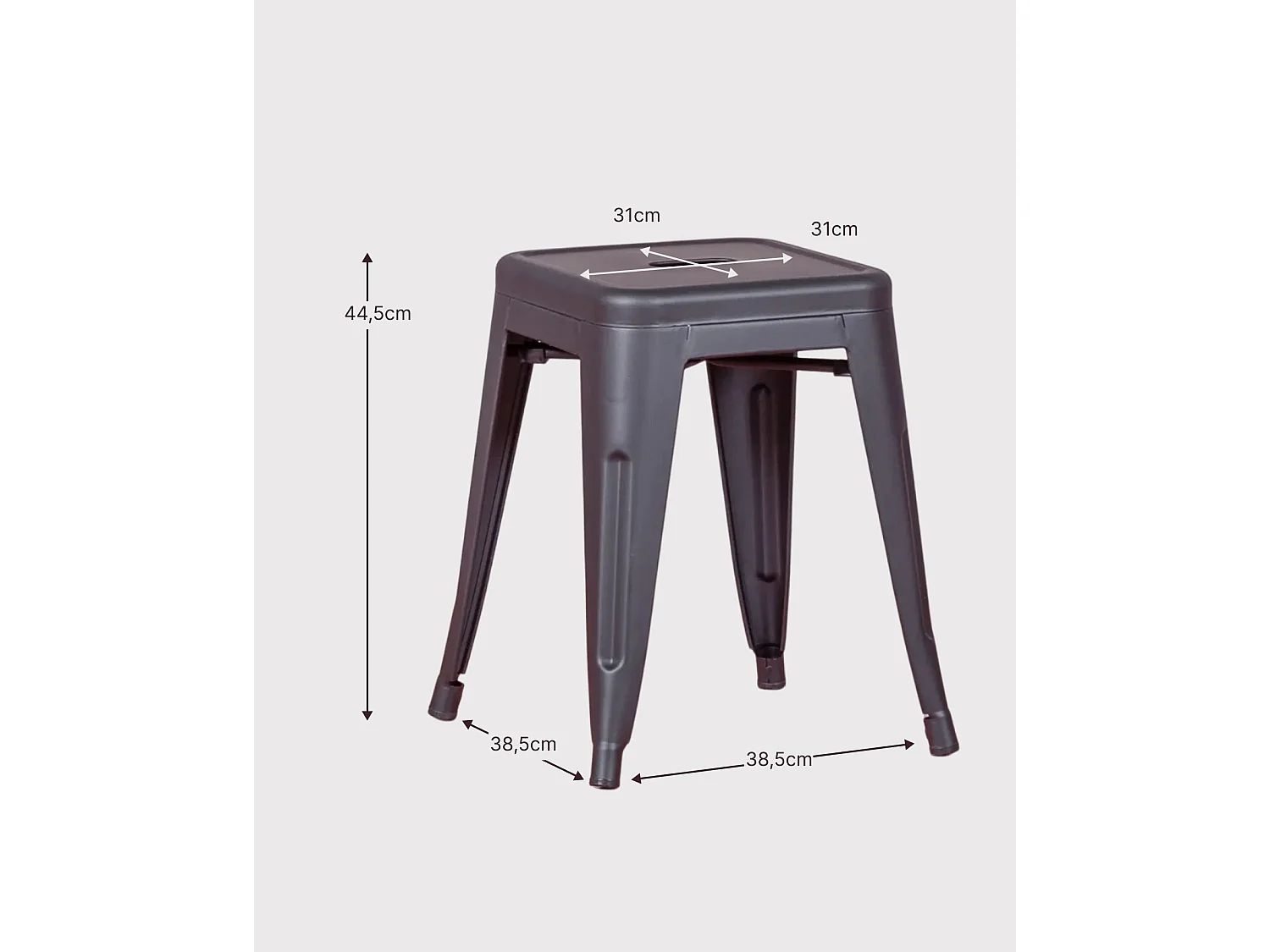 Lage industriële stalen kruk (45cm) - Bistro - Zwart