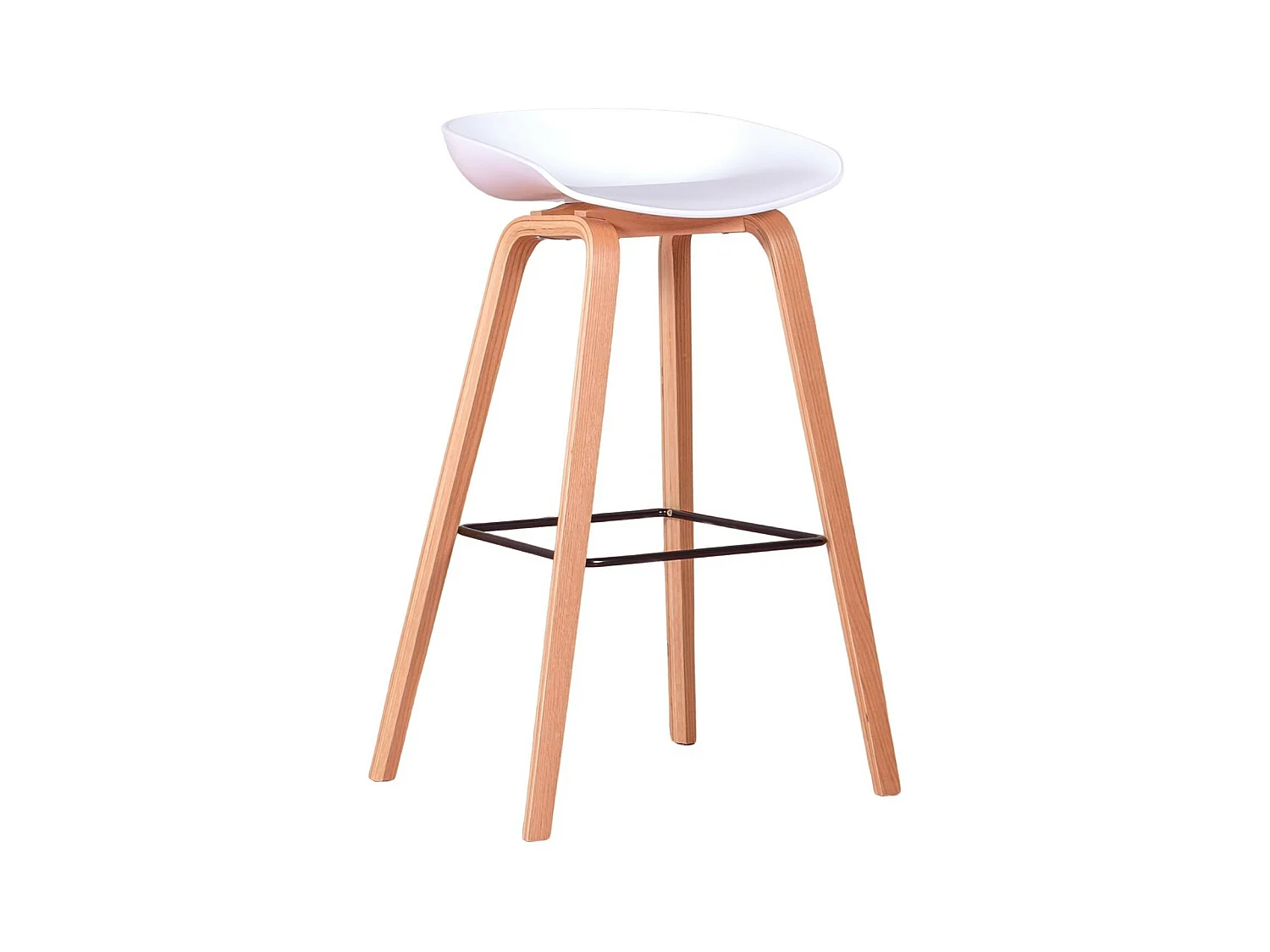 Tabouret nordique avec pieds en bois de hêtre (75cm) - Daxer - Blanc