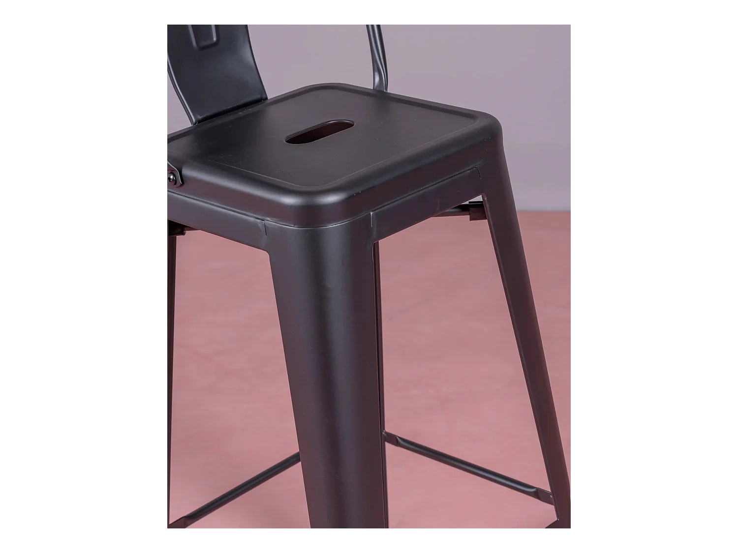 Set van 4 metalen krukken met hoge rugleuning - Bistro - Zwart