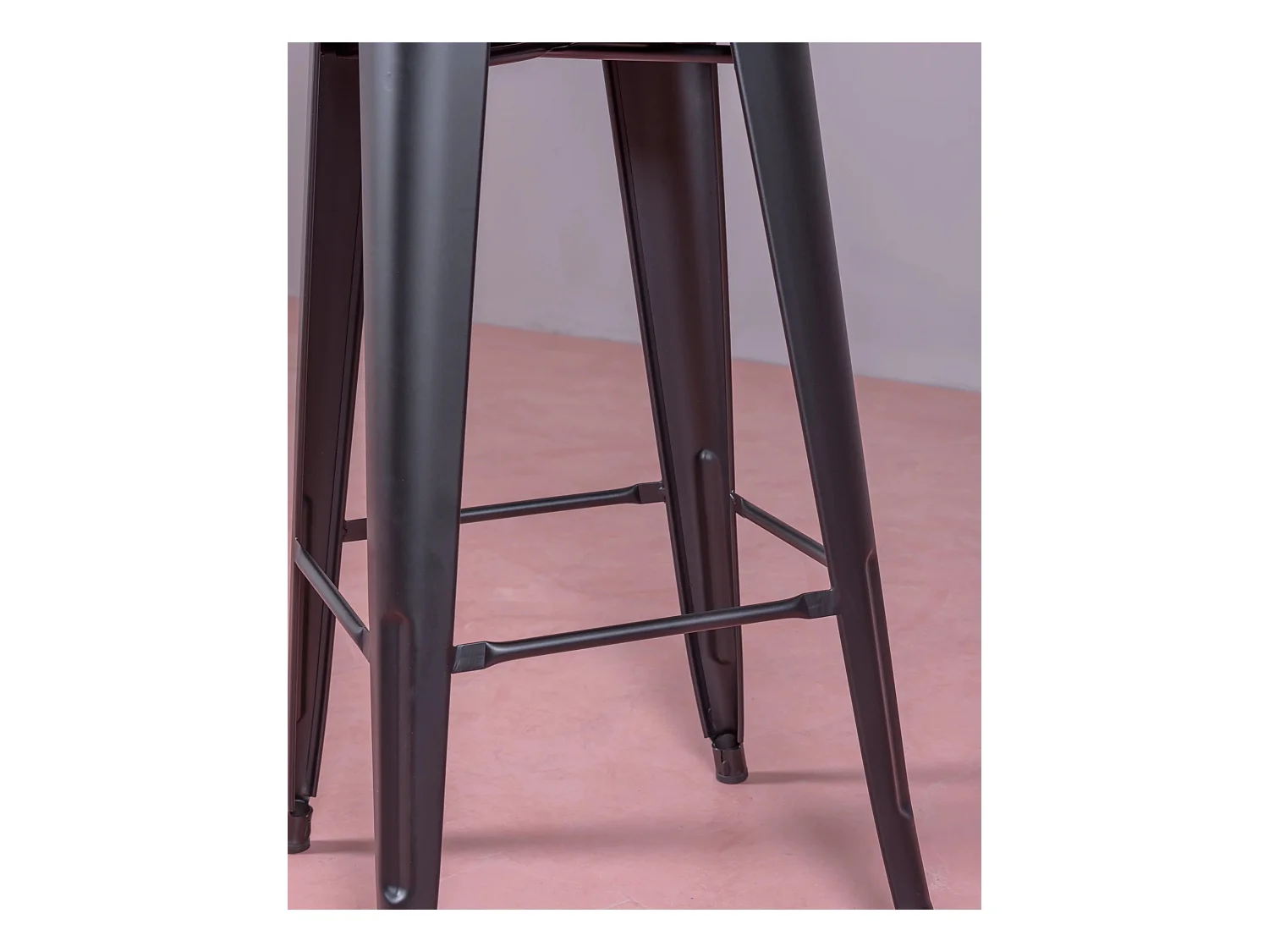 Set van 4 metalen krukken met hoge rugleuning - Bistro - Zwart