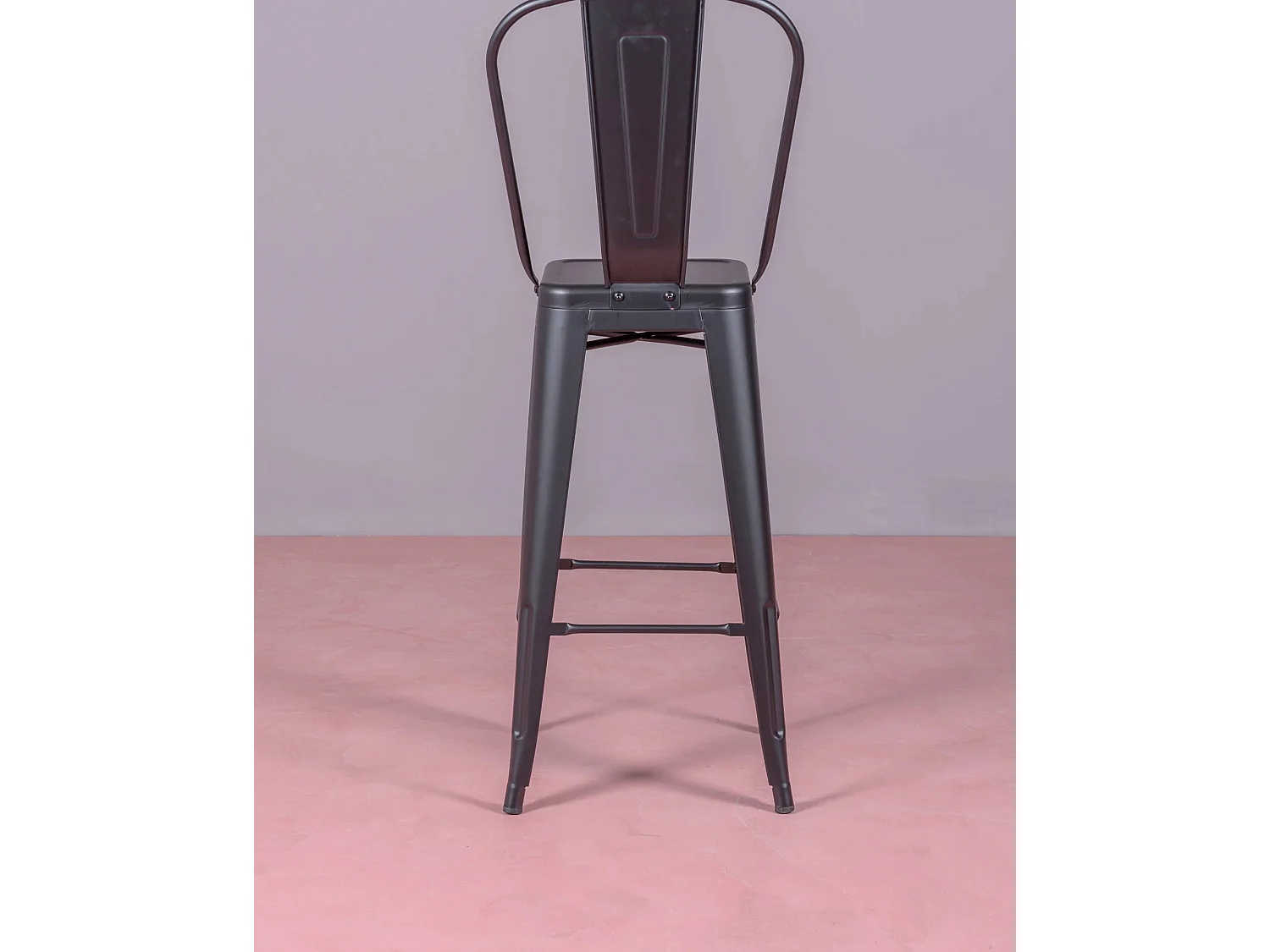 Set van 4 metalen krukken met hoge rugleuning - Bistro - Zwart