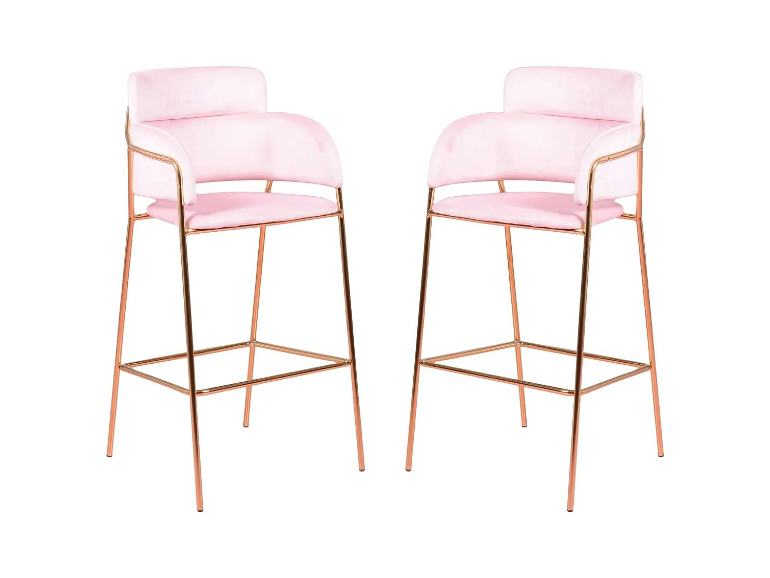 Lot de 2 tabourets design en velours - Cruiser - Rose