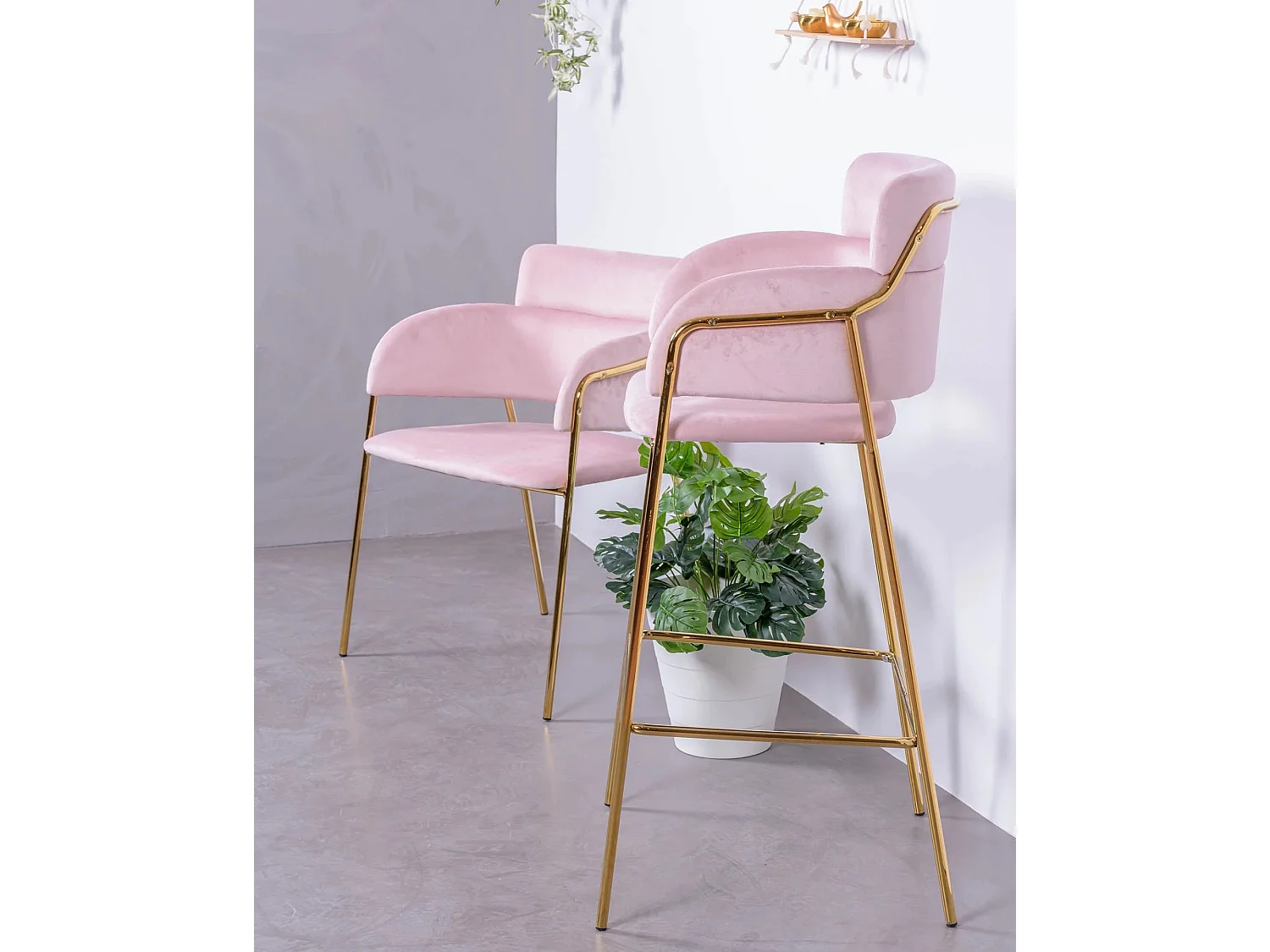 Set van 2 designkrukken bekleed met fluweel - Cruiser - Roze