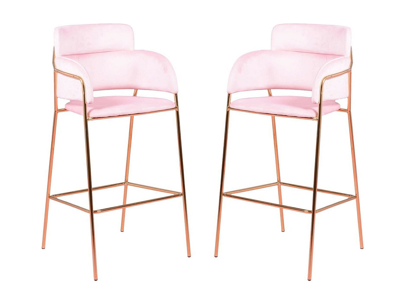 Pack de 2 taburetes de diseño tapizados en terciopelo - Cruiser - Rosa