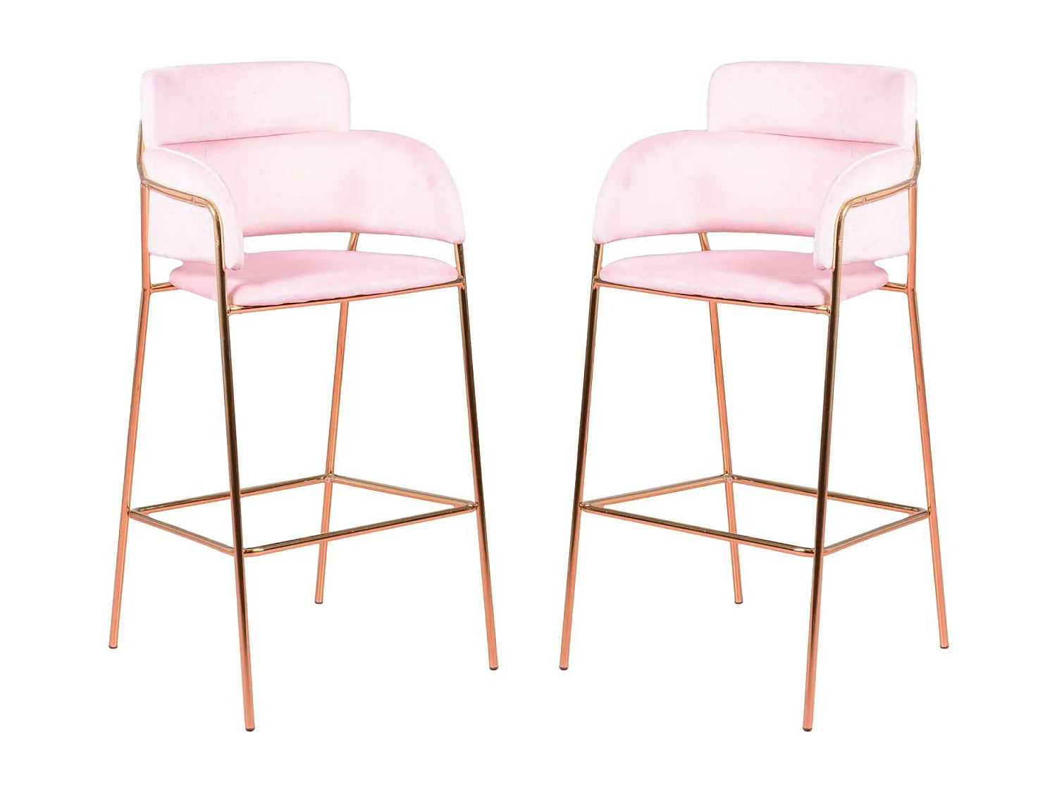 Set van 2 designkrukken bekleed met fluweel - Cruiser - Roze