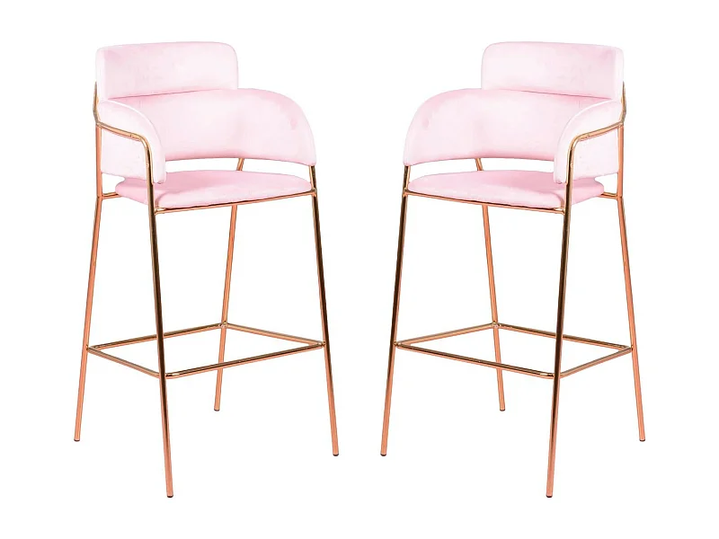 Lot de 2 tabourets design en velours - Cruiser - Rose