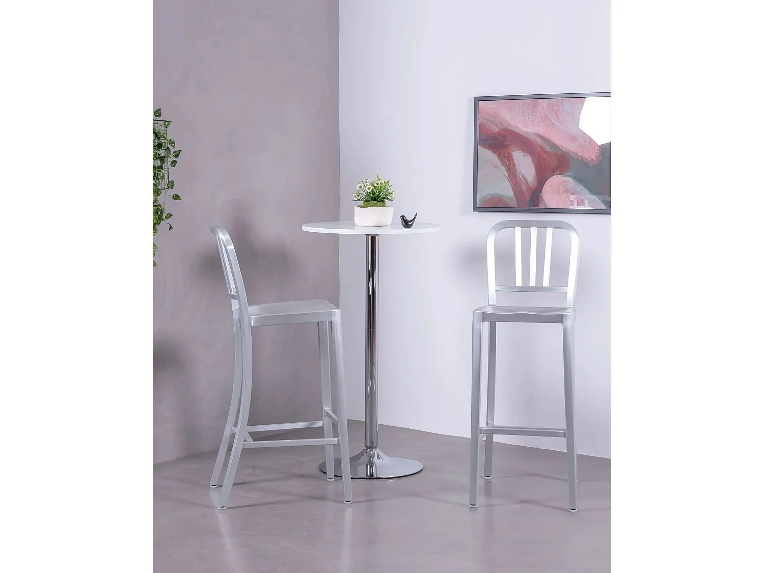 Tabouret en métal à dossier haut - Navi Army - Aluminio