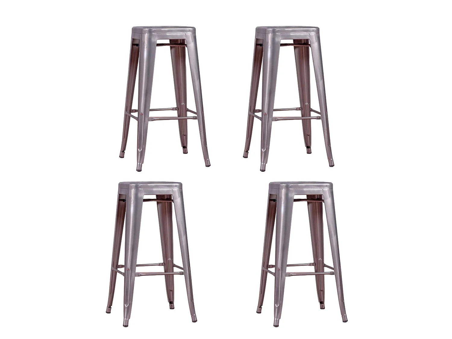 Lot de 4 tabourets en métal 66cm de haut - Bistro - Métal