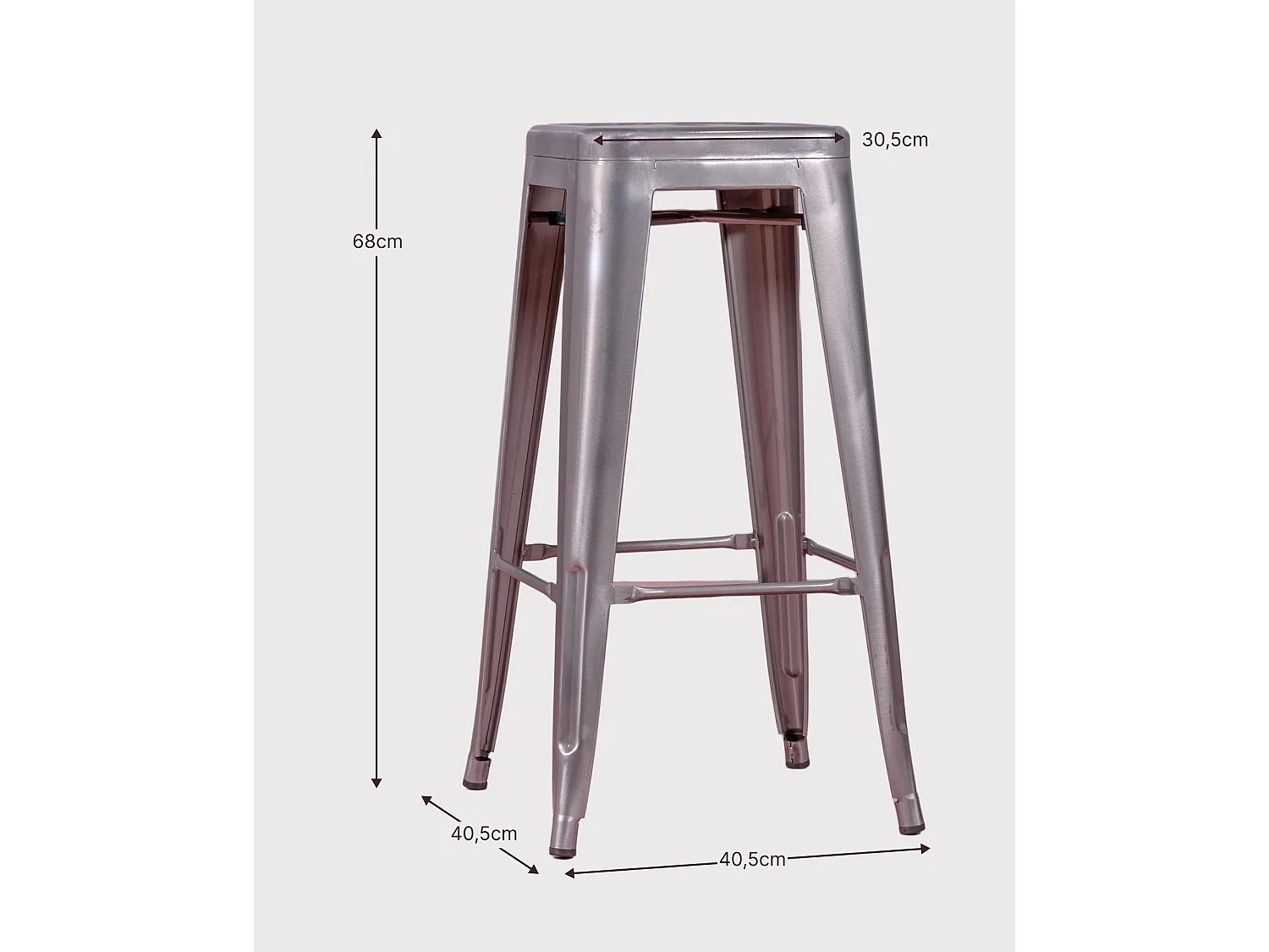 Lot de 4 tabourets en métal 66cm de haut - Bistro - Métal