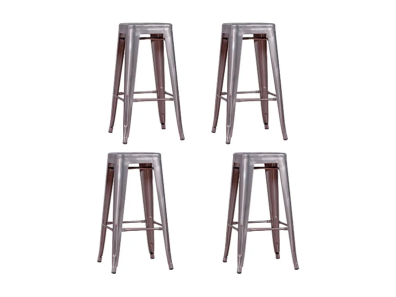 Lot van 4 metalen krukjes 66cm hoog - Bistro - Metaal