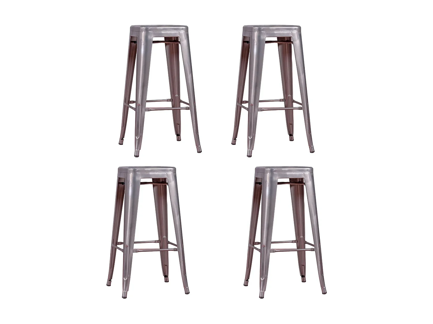 Lot van 4 metalen krukjes 76cm hoog - Bistro - Metaal