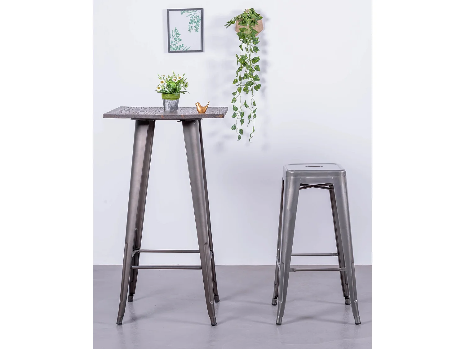 Lot van 4 metalen krukjes 76cm hoog - Bistro - Metaal
