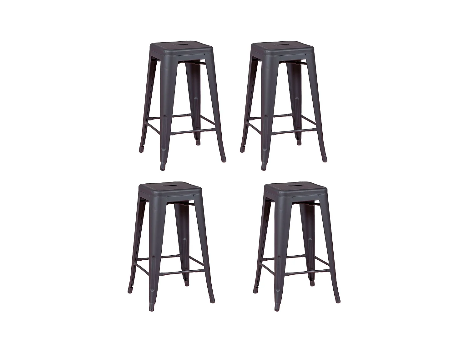 Lot de 4 tabourets en métal 66cm de haut - Bistro - Noir