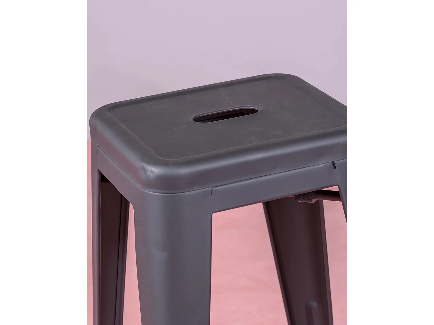 Lot van 4 metalen krukjes 66cm hoog - Bistro - Zwart