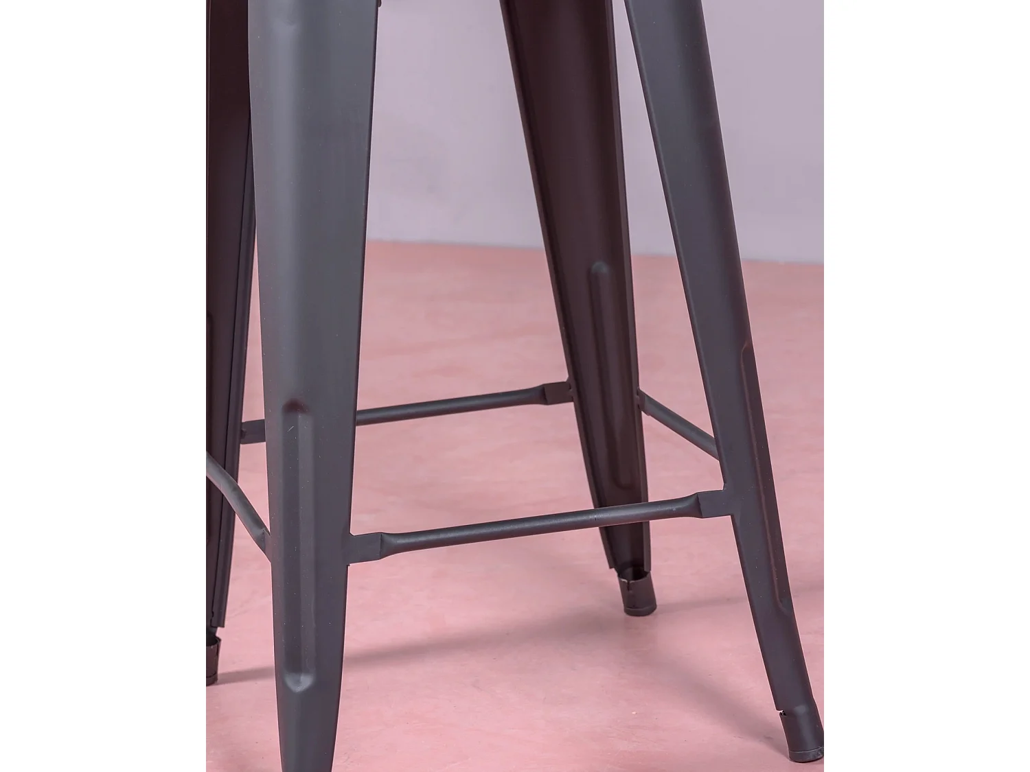 Lot van 4 metalen krukjes 66cm hoog - Bistro - Zwart