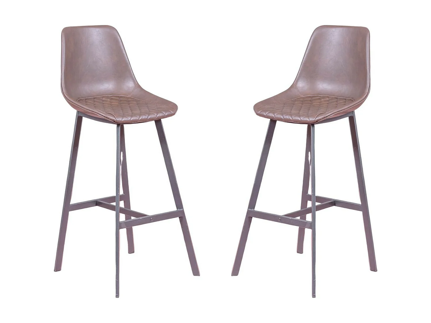 Lot de 2 tabourets hauts avec dossier - Jules - Brun