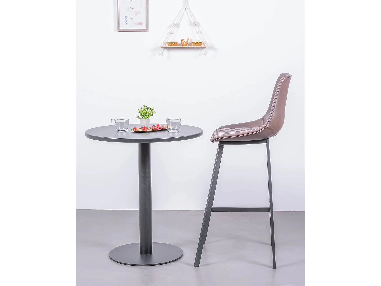 Lot de 2 tabourets hauts avec dossier - Jules - Brun