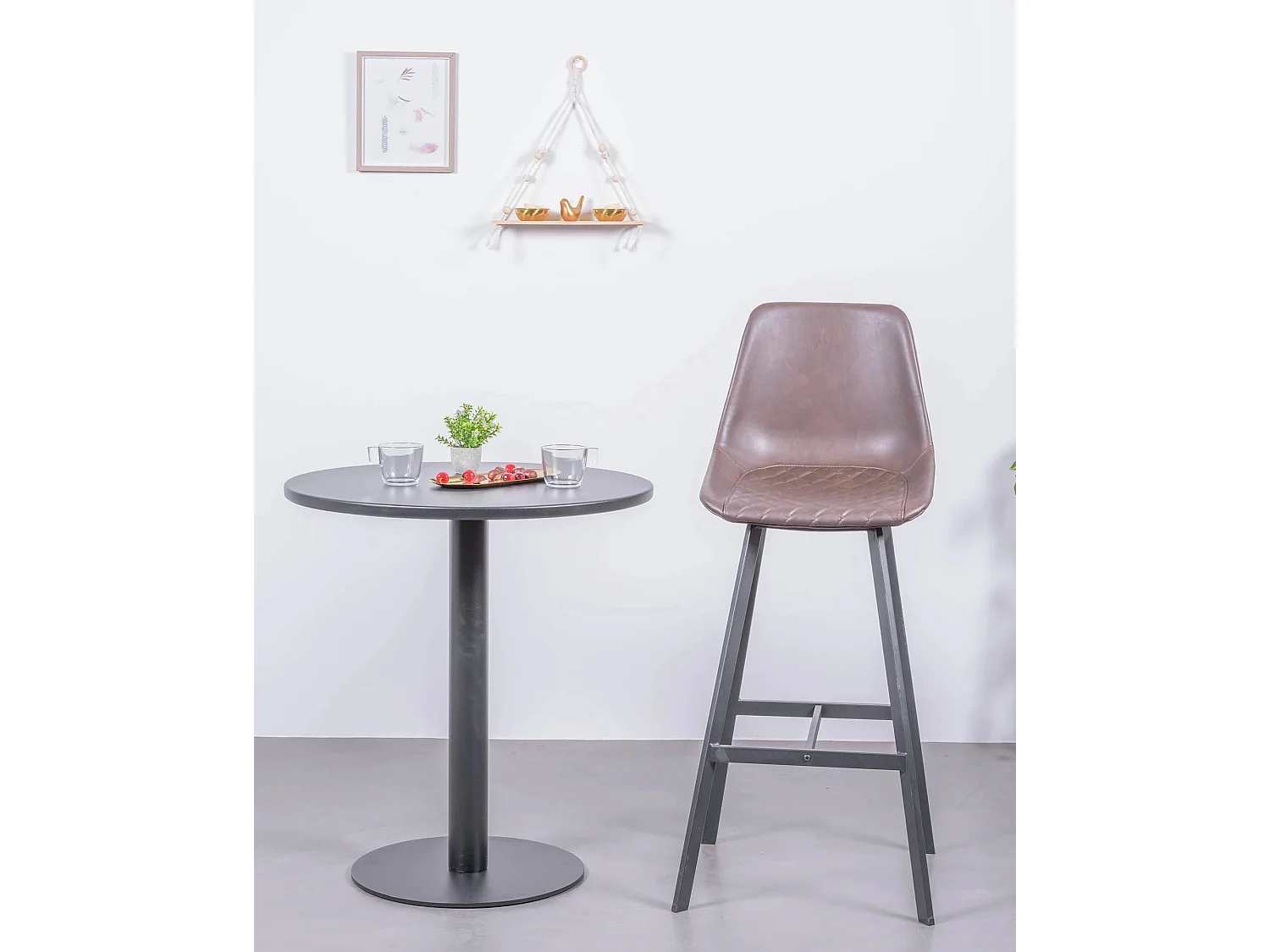 Lot de 2 tabourets hauts avec dossier - Jules - Brun