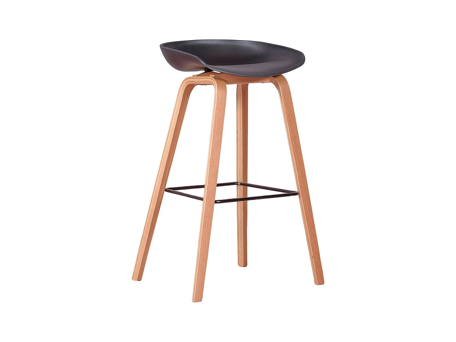 Tabouret nordique avec pieds en bois de hêtre (75cm) - Daxer - Noir