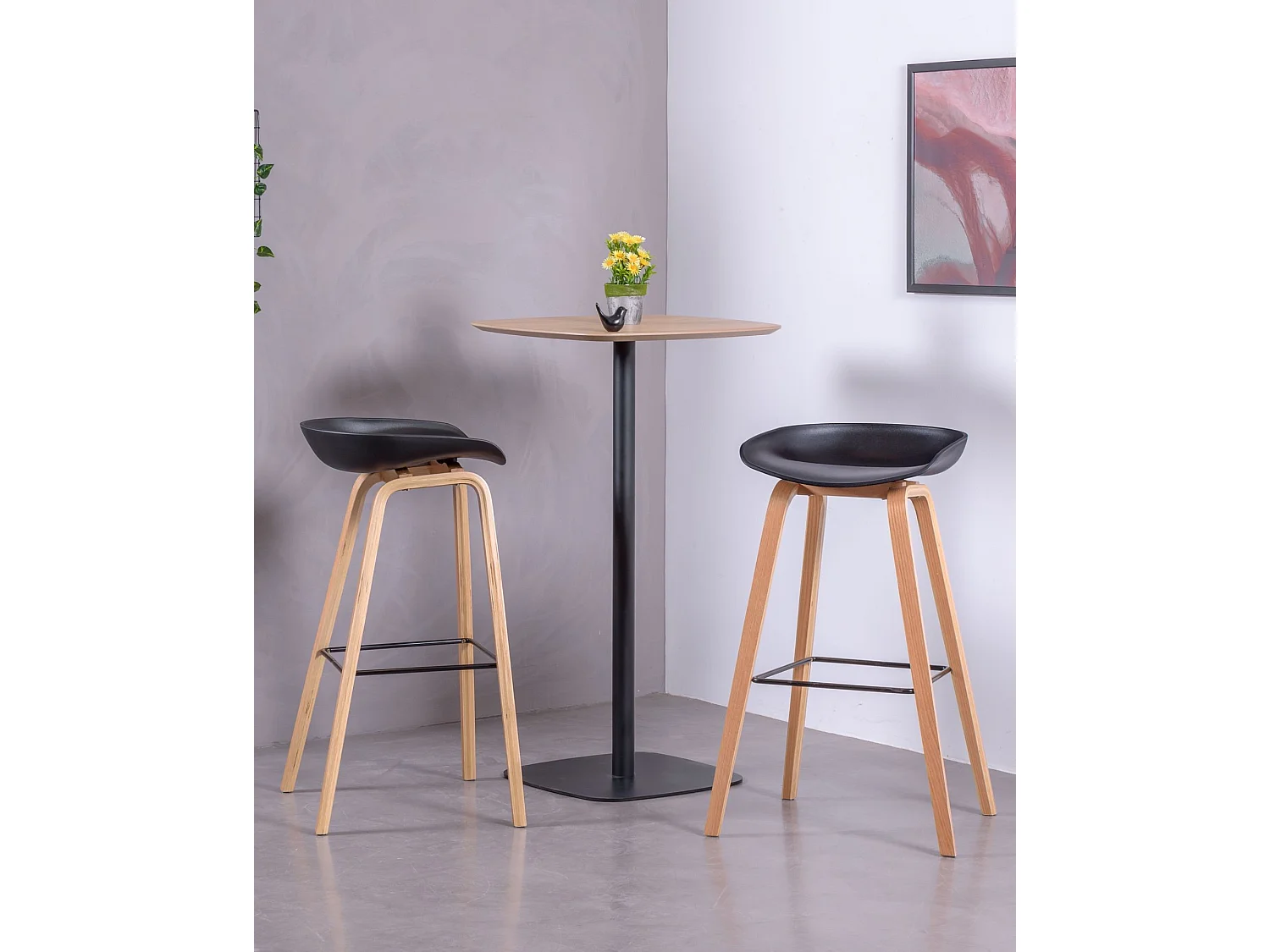 Nordic Kruk met beukenhouten poten (75cm) - Daxer - Zwart