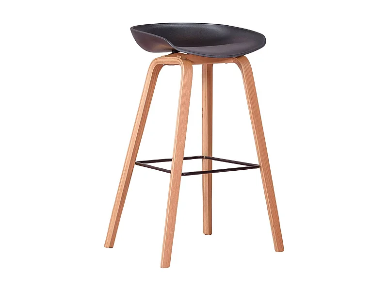 Tabouret nordique avec pieds en bois de hêtre (75cm) - Daxer - Noir