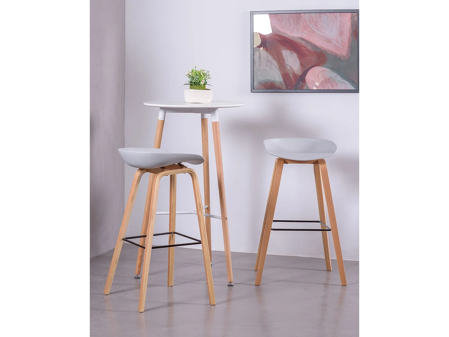 Nordic Kruk met beukenhouten poten (75cm) - Daxer - Lichtgrijs