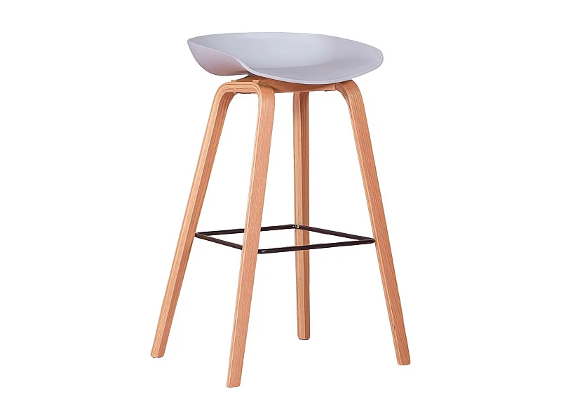 Tabouret nordique avec pieds en bois de hêtre (75cm) - Daxer - Gris clair