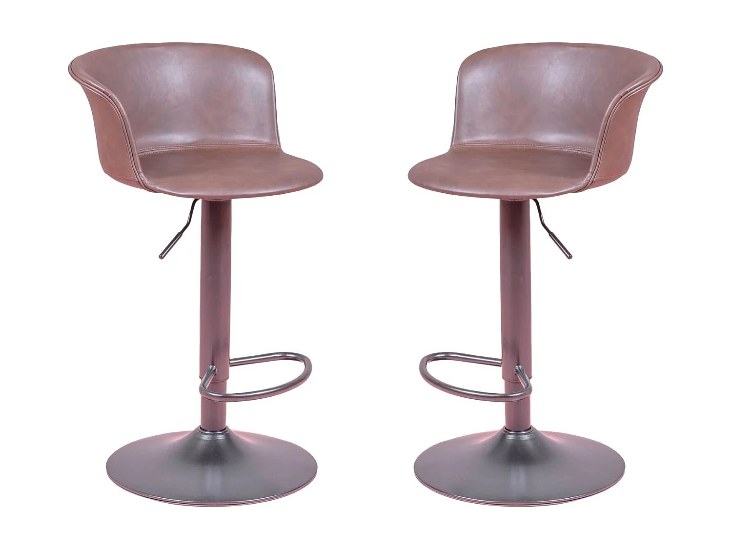 Lot de 2 tabourets réglables - Brandon - Brun