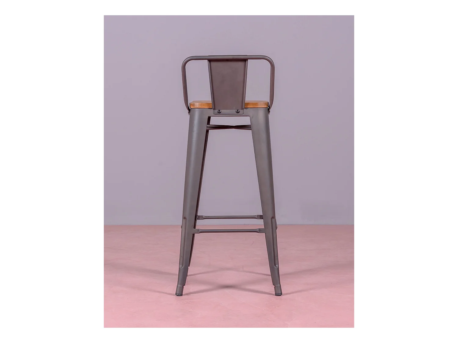 Confezione da 4 sgabelli in metallo con sedute in legno - Bistro - Antico