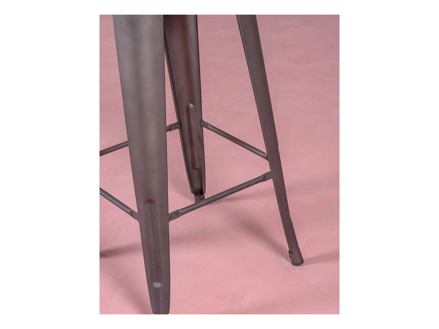 Confezione da 4 sgabelli in metallo con sedute in legno - Bistro - Antico