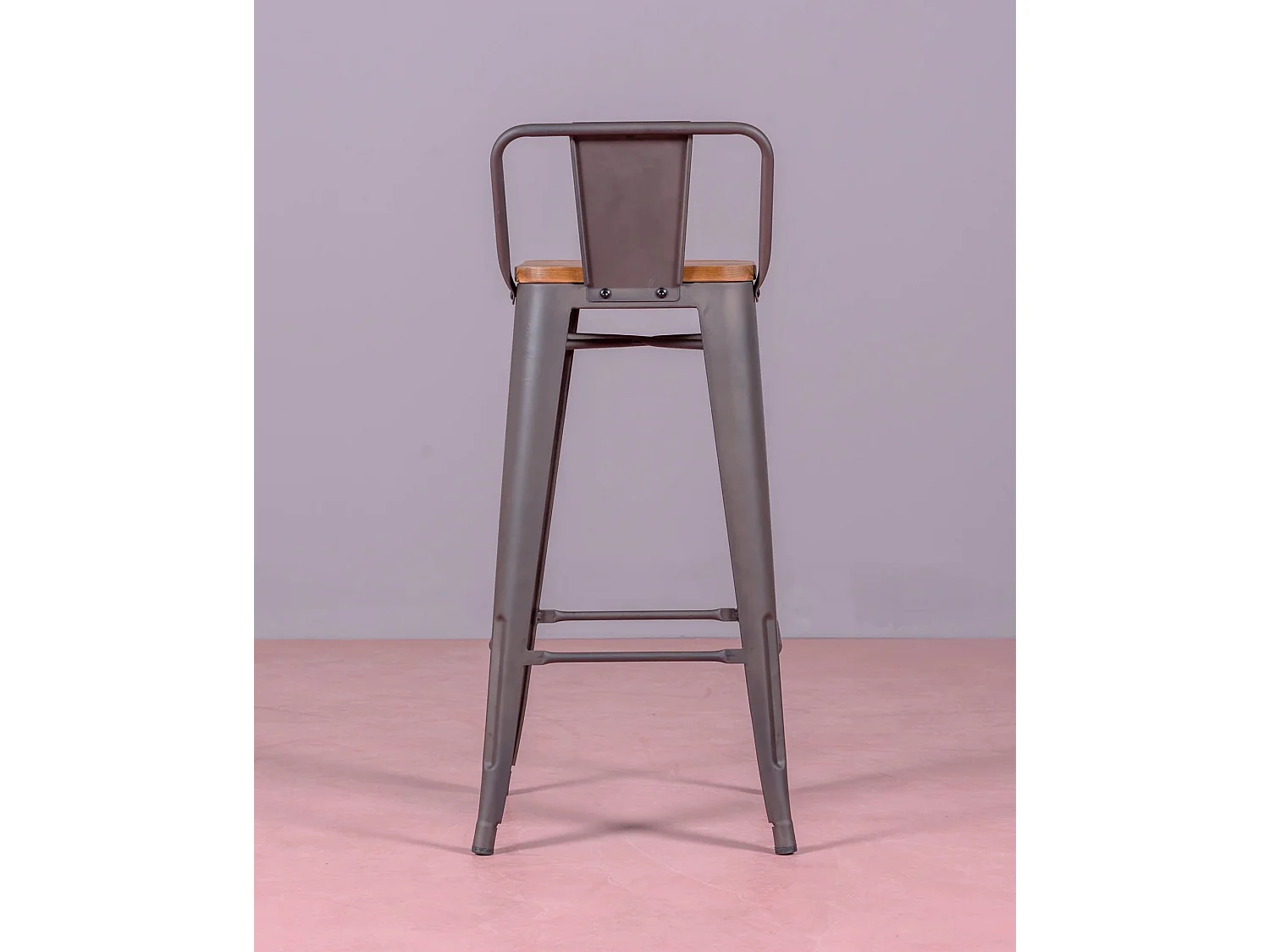 Pack de 4 tabourets en métal avec assises en bois - Bistro - Antique