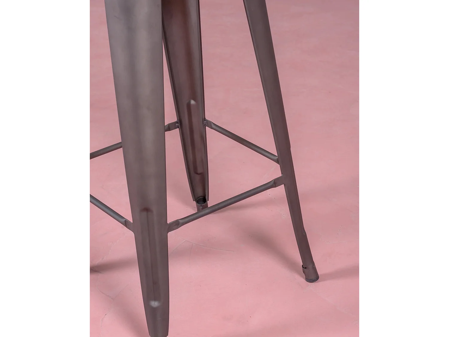 Pack de 4 tabourets en métal avec assises en bois - Bistro - Antique