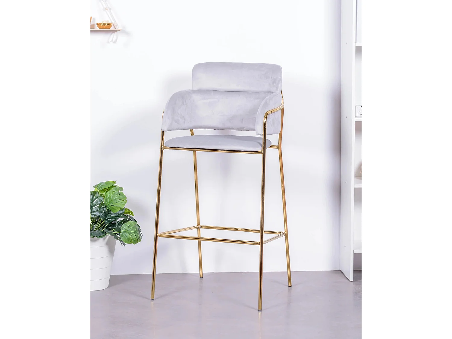 Lot de 2 tabourets design en velours - Cruiser - Gris