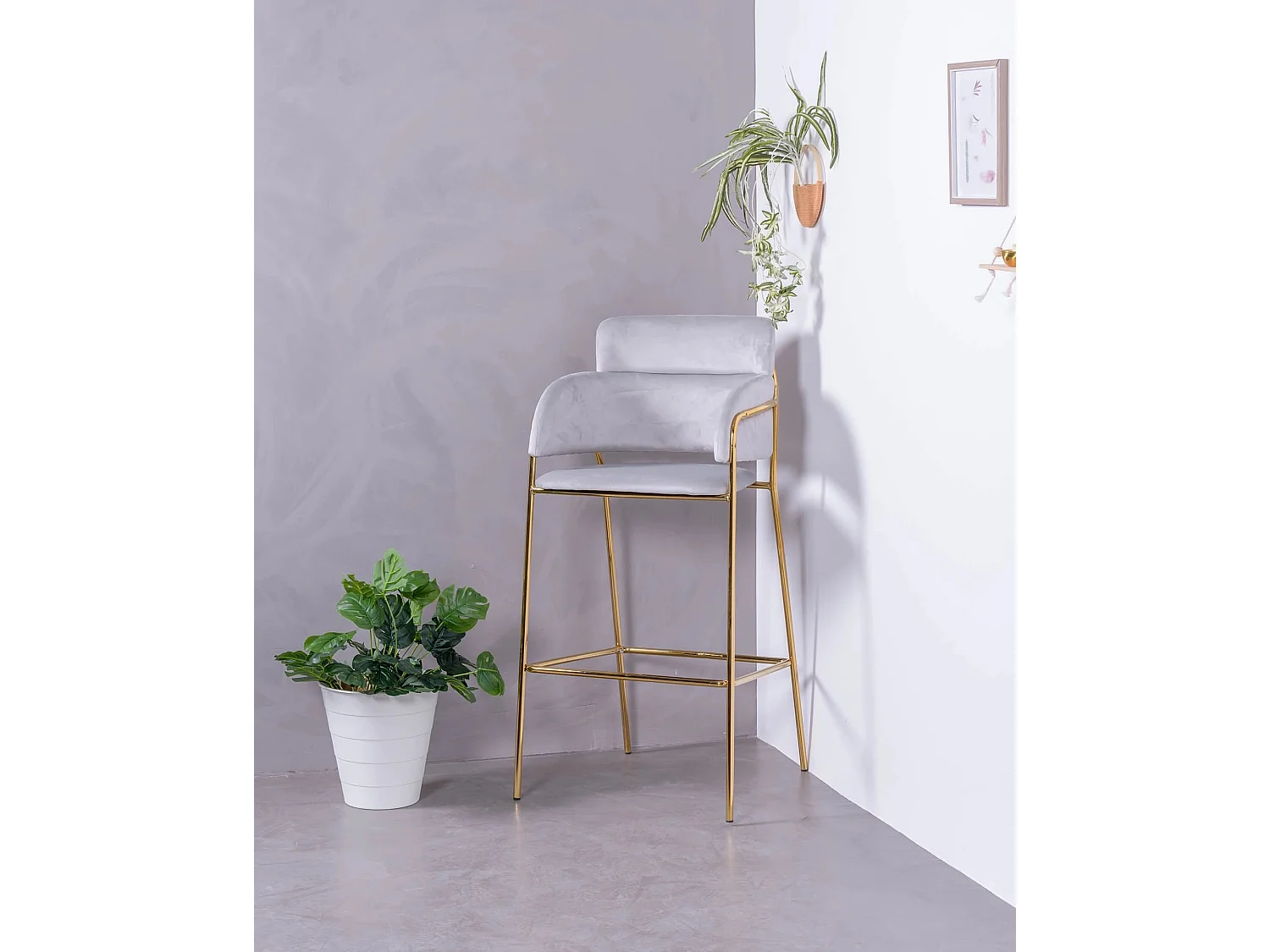 Set van 2 designkrukken bekleed met fluweel - Cruiser - Grijs