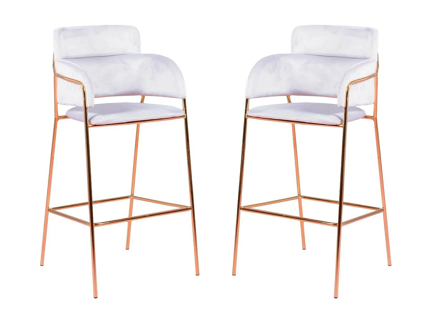 Lot de 2 tabourets design en velours - Cruiser - Gris