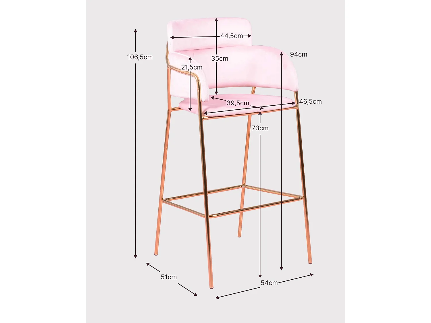 Lot de 2 tabourets design en velours - Cruiser - Gris