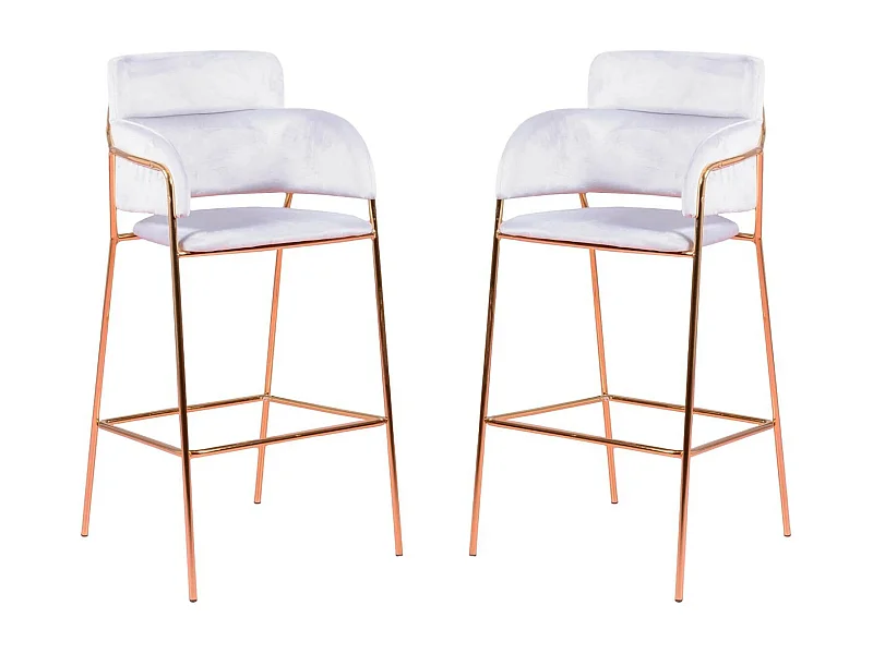 Set van 2 designkrukken bekleed met fluweel - Cruiser - Grijs