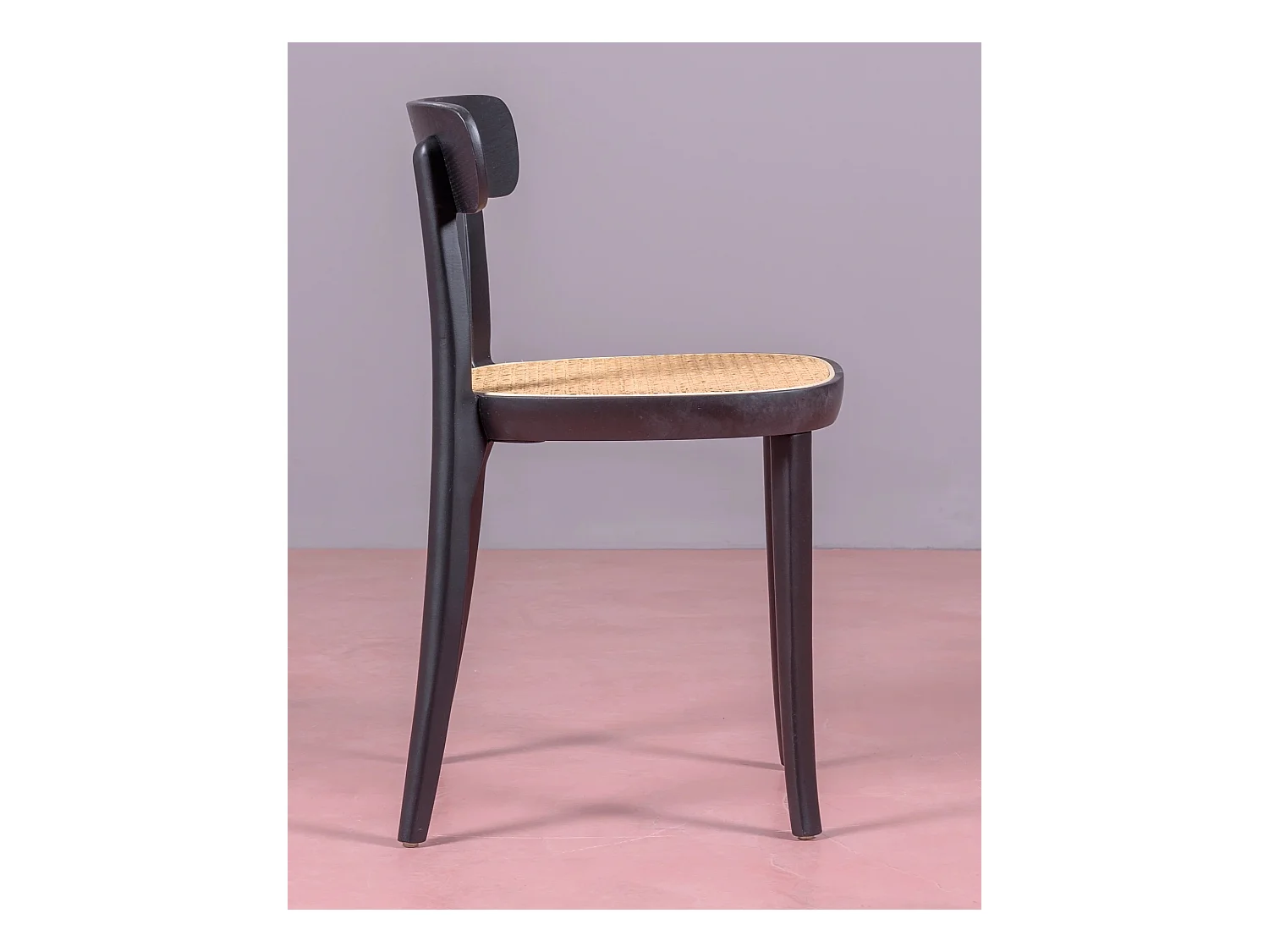 Pack de 2 chaises en bois avec assise en rotin naturel - Tours - Noir